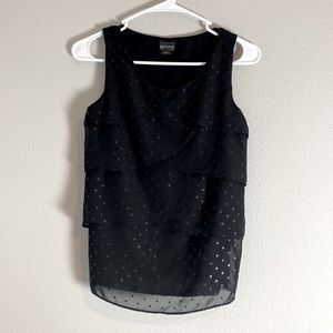 Covington Petite layered flowy sleeveless polka dot top